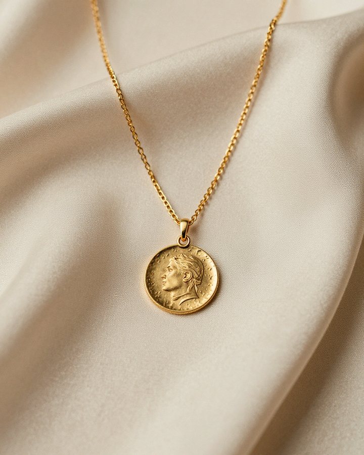 Gold coin pendant necklace