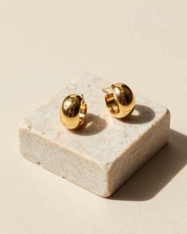Gold dome hoop earrings